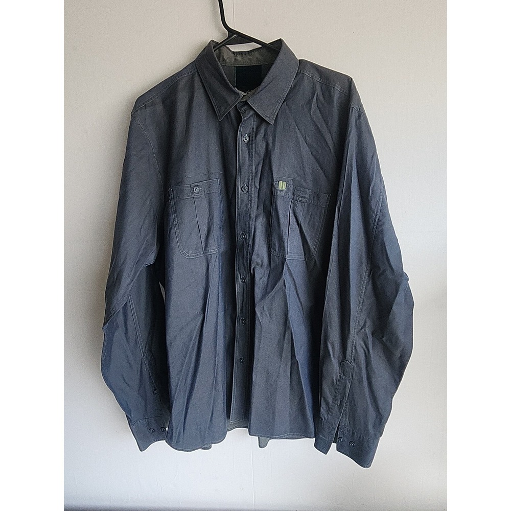 Bugatchi Shirt Mens Large gray  Shaped Fit Long Sleeve Flip Cuff